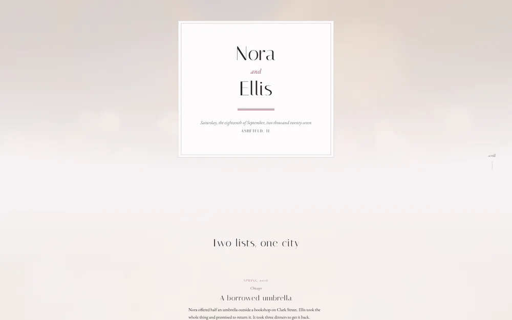 Prospect Avenue design: sample names on a stationery card in blush and rosewood